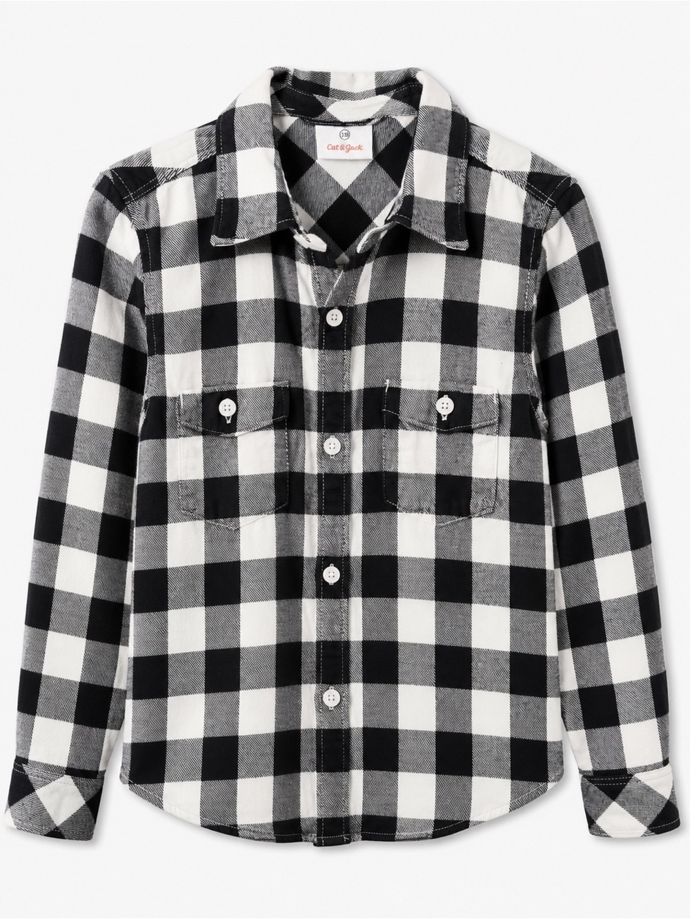 Hanna Andersson Black and White Buffalo Plaid Button-Down Shirt